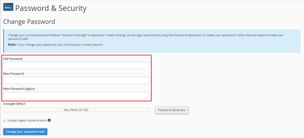 Cara Mengubah Password di cPanel